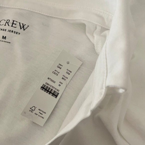NWT!!! J. CREW Vintage Jersey Johnny Collar Shirt Solid White Pullover Medium - Picture 11 of 13